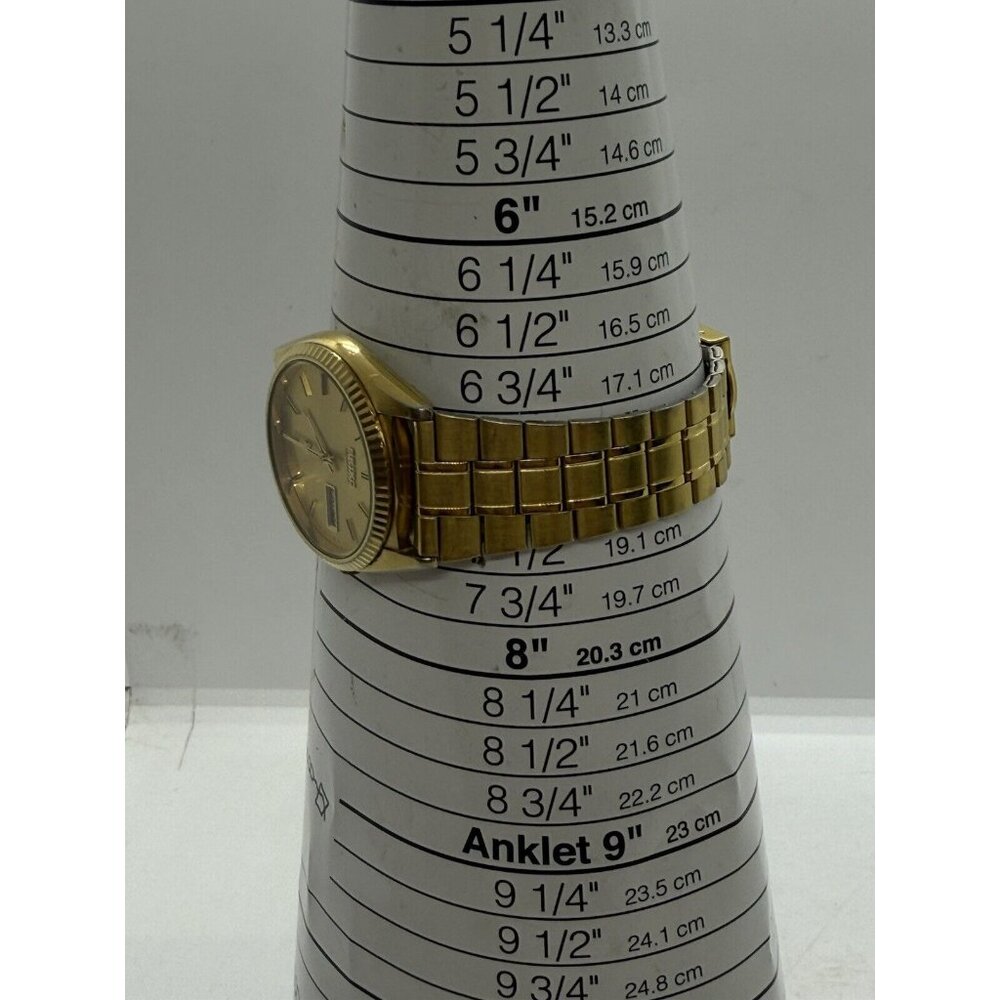 Seiko SQ Presidential Watch Men's Gold Tone Face Bracelet Day Date 5H23-8020 - Picture 5 of 9